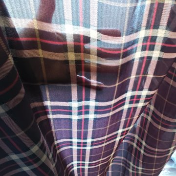 Voile 255x140 weinrot braun, hellbraun + rotes Karoraster