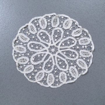 Deckchen Ø 30 creme, Spitze, Handarbeit, rund