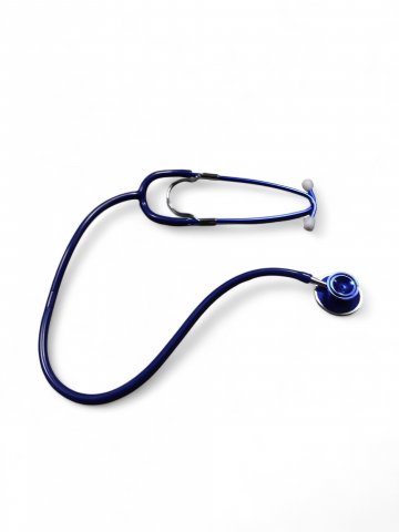 Stethoskop, blau/chrom, weiße Ohrstöpsel, Medizin