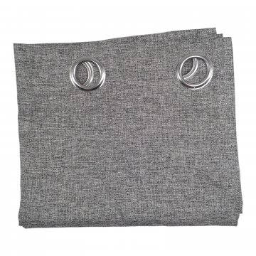 Vorhang H245xB140, anthrazit/weiß melliert, grobe Strucktur, mit Metallösen 