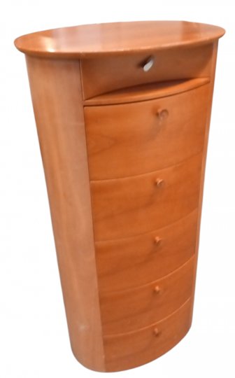 Kommode, Jamaica, halbhoch oval Kirschholz mit 5 großen und einer kleinen Schublade, 55x40cm , h 117cm