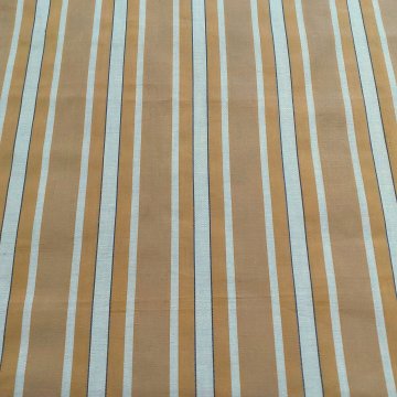 Dekostoff 295x80 längsgestreift, beige/hellbraun, weiß, schwarz, ohne Gardinenband, beansprucht