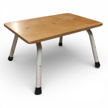 Küchenhocker, SIJ, Platte natur, Beine weiss Rundrohr 