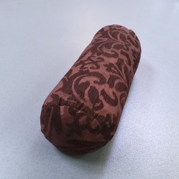 Kissenrolle 50x20 Damast, weinrot. mit grossem dunkelbraunem Ornament, Bettrolle, Nackenrolle, Sofarolle