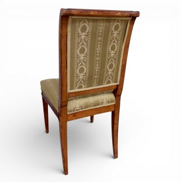 Stuhl EMP Mahagoni, Polstersitz grün gestreifter Damast, 03/166