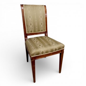 Stuhl EMP Mahagoni, Polstersitz grün gestreifter Damast, 03/166