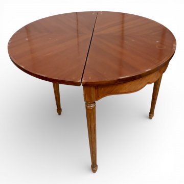 Konsoltisch, EKL., Nußbaum poliert, klappbar, gekehlte Beine, 78cm hoch, rund 104cmØ