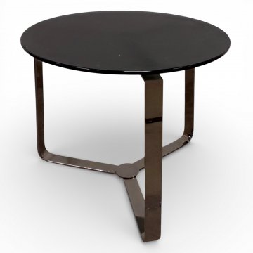 Beistelltisch rund, ø 40cm, schwarze Rauchglasplatte, Nickelgestell, Höhe: 34cm ORSENIGO