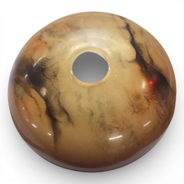 Lampenschirm, Schale MEISSEN, Glas beige/braun marmoriert, Goldrand, offen, rund, o.Gr. 4,5cm