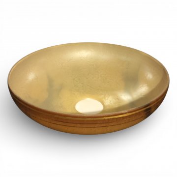 Lampenschirm, Schale MEISSEN, Glas beige/braun marmoriert, Goldrand, offen, rund, o.Gr. 4,5cm