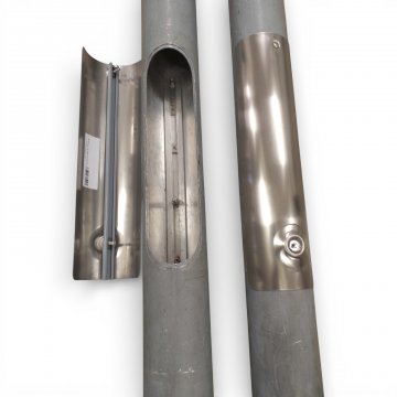 Laternenmast NITRAPOT (für 346-28), Metall grau,Ø unten 12cm,Ø oben 6cm, Länge ca.480, incl. Standplatte Metall 60x60cm