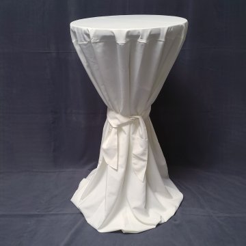 Tischhusse Ø80 für Stehtische bis 120 cm Höhe, cremef mit Schleife, rund, Husse, Skirting