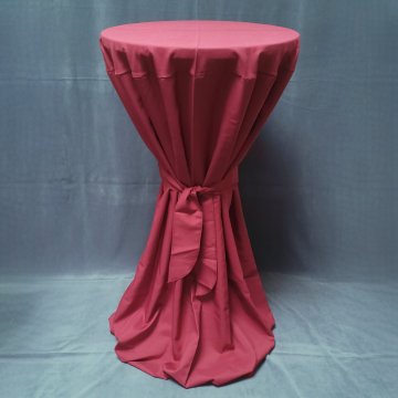 Tischhusse Ø80 für Stehtische bis 120 cm Höhe uni, weinrot mit Schleife, rund, Husse, Skirting