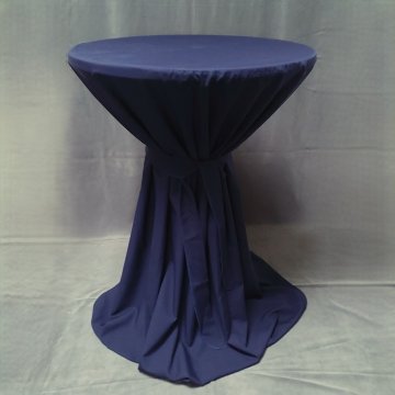 Tischhusse Ø85 für Stehtische bis 120 cm Höhe uni dunkelblau mit Schleife, rund, Husse,  Skirting