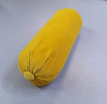 Kissenrolle 15x55 Samt, senfgelb 2 Knöpfe, Sofarolle, Bettrolle, Nackenrolle