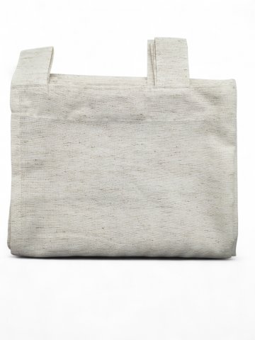 Vorhang H236xB135  Wollweiß  braun meliert, Polyester, Schlaufen