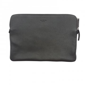 Handtasche, Laptop Sleeve, Rindsleder, Schwarz, inkl. Schonbezug, gepolstert für Notebooks 13 Zoll, CHI CHI