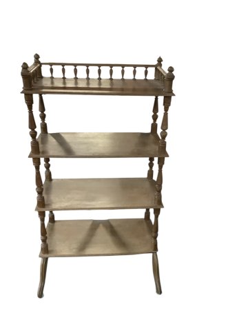 Regal, Holz,  Eiche, braun,  4 Ebenen, gedrechselte Säulen, Obere Ballustrade