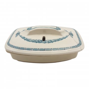 Seifenschale mit Deckel, Porzelan, altweiß, Jugendstil Dekor in blau, Villeroy&amp;Boch