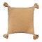 Kissen 45x45, sand, Leinenartige Baumwolle, grob gewebt, Quasten an den Ecken