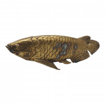 Figur: Arowana Fisch / Glücksfisch, Feng Shui, Messing angelaufen