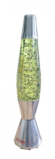 Lavalampe/ Glitterlampe ASTRO, gelb mit Alufuß u.- haube platt, h 42 cm, E14 SK2, max 40W, Spezialglühbirne: 4€