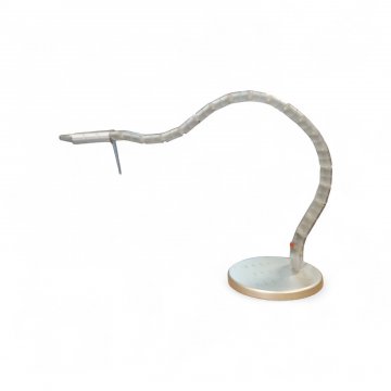 Schreibtischlampe SOON, transparent, runder Metallsockel TOBIAS GRAU