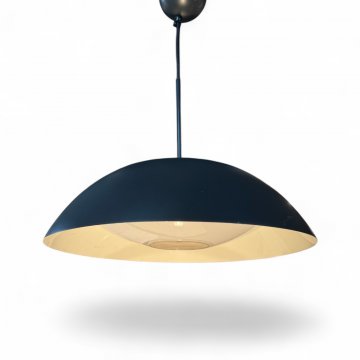 Hängelampe, schwarzer Blechschirm, Glasschale