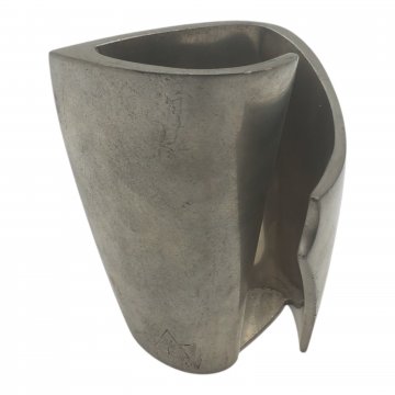 Dekoobjekt: Abstrakte, moderne Skulptur, Schneckenförmig, verchromte Oberfläche mit Signatur