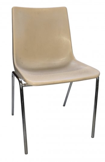 Stapelstuhl beige Plastik, Gestell Chrom