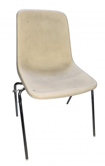 Stapelstuhl,beige Plastik auf  Chromgestell mit Reihenverbindung