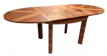 Esstisch, oval, dkl. Birke, ausziehbar, 130(220)x100cm, h 78cm