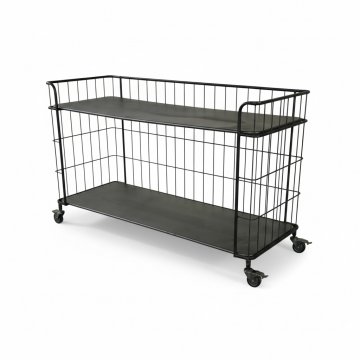  Regal, Metall, Drahtgitterkorpus, grau/schwarz, 2 Etagen, auf Rollen