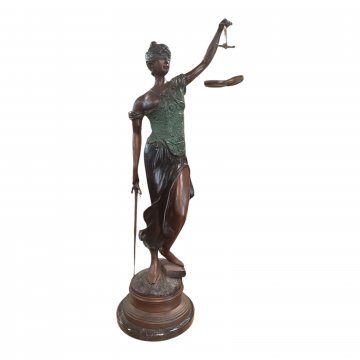 Justizia, mit Schwert und Waage, Bronze, 90cm