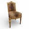 Stuhl Louis XVI, Gestell blattvergoldet, Polster Leopard