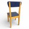 Kinderstuhl, Sitz und Rücken blau lackiert, Gestell Holz hell