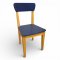 Kinderstuhl, Sitz und Rücken blau lackiert, Gestell Holz hell