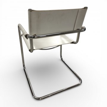 Freischwinger SEGIS, Chromgestell, Sitz und Rücken Lederbespannung weiß