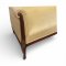 Sofa EMP ocker-beige gestreifter Velour, Mahagoni poliert, Bronzebeschläge, 2-sitzig, 150x70x100cm