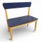 Kinderbank, Sitz und Rücken blau lackiert, Gestell Holz hell, B57