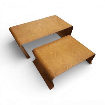 Couchtisch CINAL OCCASIONAL, 2-teilig, Alu mit Eiche furniert