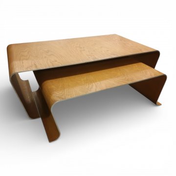 Couchtisch CINAL OCCASIONAL, 2-teilig, Alu mit Eiche furniert