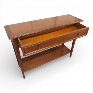 Konsoltisch GRANGE, Wildkirsche, Schub, Zwischenboden, Beine konisch, B108xT34xH80