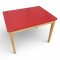 Kindertisch, Platte rot lackiert, Gestell Holz hell, L67xB51xH50