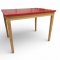 Kindertisch, Platte rot lackiert, Gestell Holz hell, L67xB51xH50