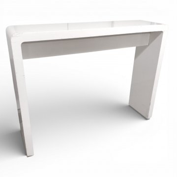 Konsoltisch,weiß glänzend, Ecken stark gerundet, L120xT30xH90