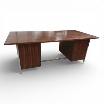 Schreibtisch, Palisanderdekor, Chromgestell quadr., 2x3 Schübe/ TEILS OHNE FUNKTION, Chromgriffe, B200xT100xH71 oder 75