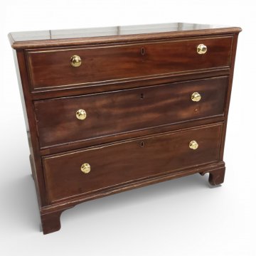 Kommode, EKL, Mahagoni poliert, 3 Schübe, 6 Messingknöpfe, 90x48x75 cm