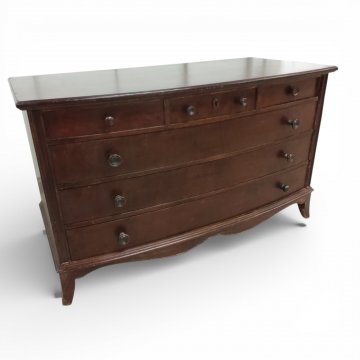 Kommode, Nußbaum rotbraun, 3+3 Schübe, Front gerundet, B120xT60xH72