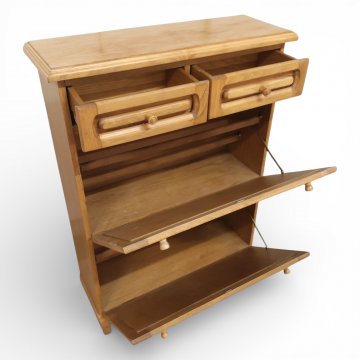 Schuhkommode, Eiche rustikal h´braun, 2 Klappfächer, 2 Schübe, B78xT27xH100